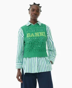 Ganni Spencer Cotton Rope Short Groen*Dames Truien