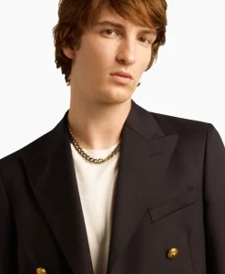 Clearance Blazer Golden M's Double Breasted Gabardine Wool Donker Blauw Heren Colberts