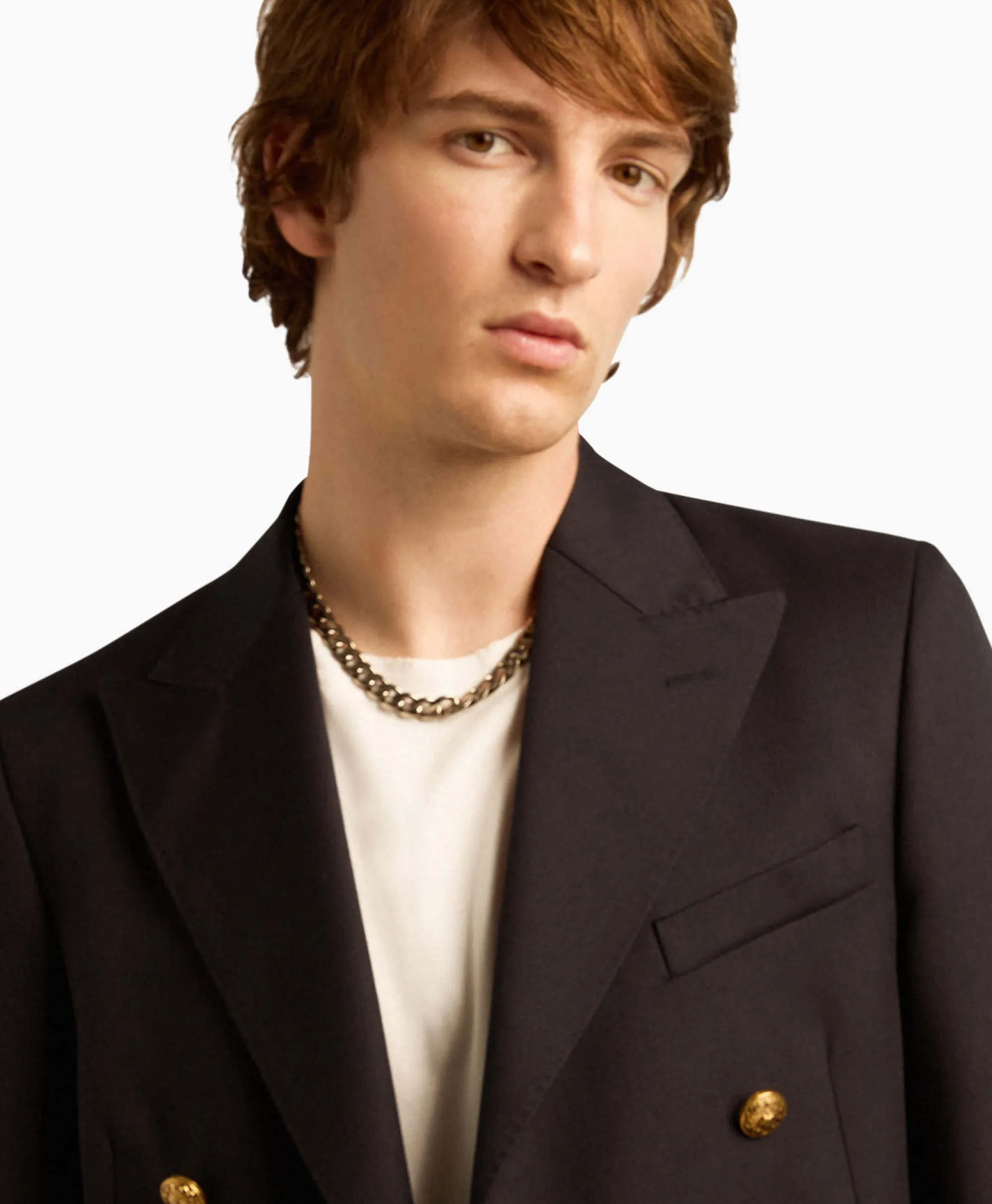 Clearance Blazer Golden M's Double Breasted Gabardine Wool Donker Blauw Heren Colberts