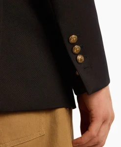 Clearance Blazer Golden M's Double Breasted Gabardine Wool Donker Blauw Heren Colberts