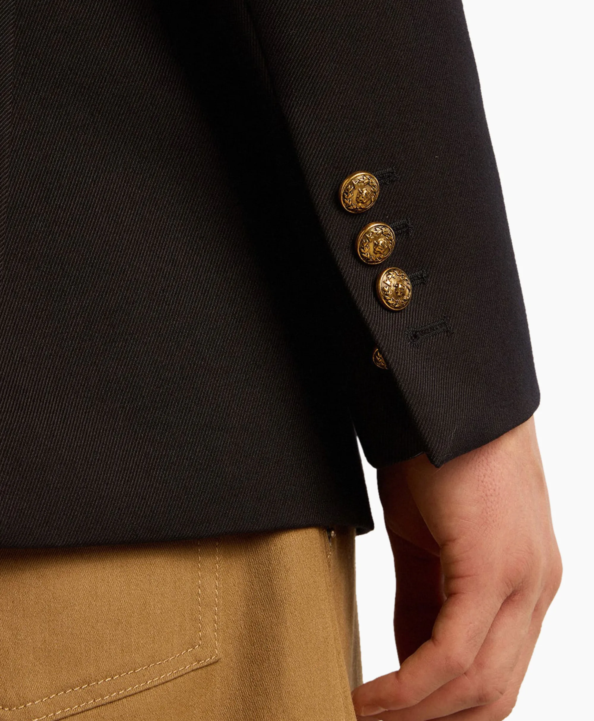 Clearance Blazer Golden M's Double Breasted Gabardine Wool Donker Blauw Heren Colberts