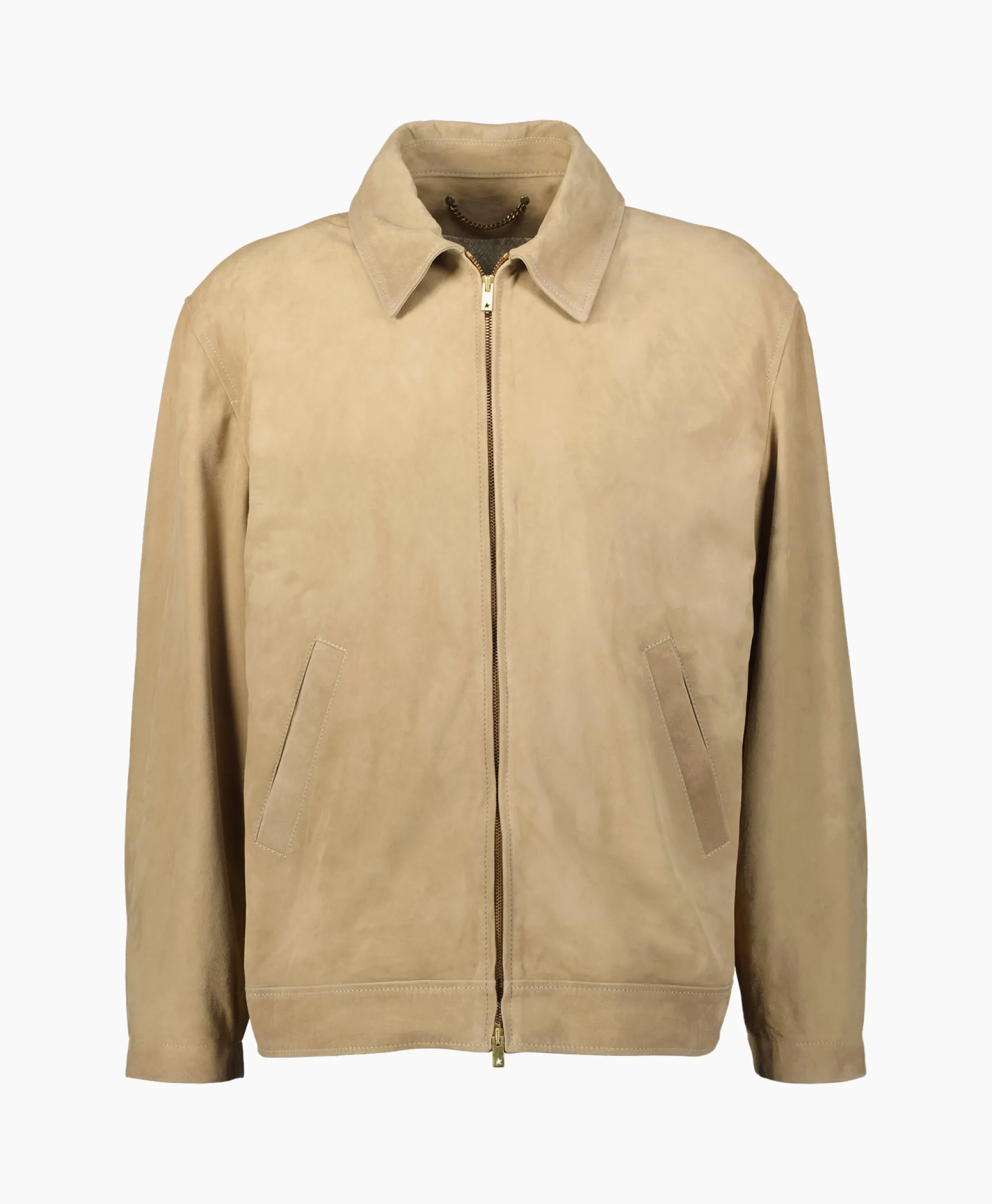 Discount Jack Journey M's Full Zip Coach Waxed Leather Taupe Heren Jassen