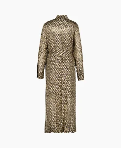 Sale Midi Jurk Golden W's Chemisier Leopard Print Fil C Beige Dames Jurken