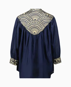 Best Blouse All Over Drawstrings Donker Blauw Dames Blouses