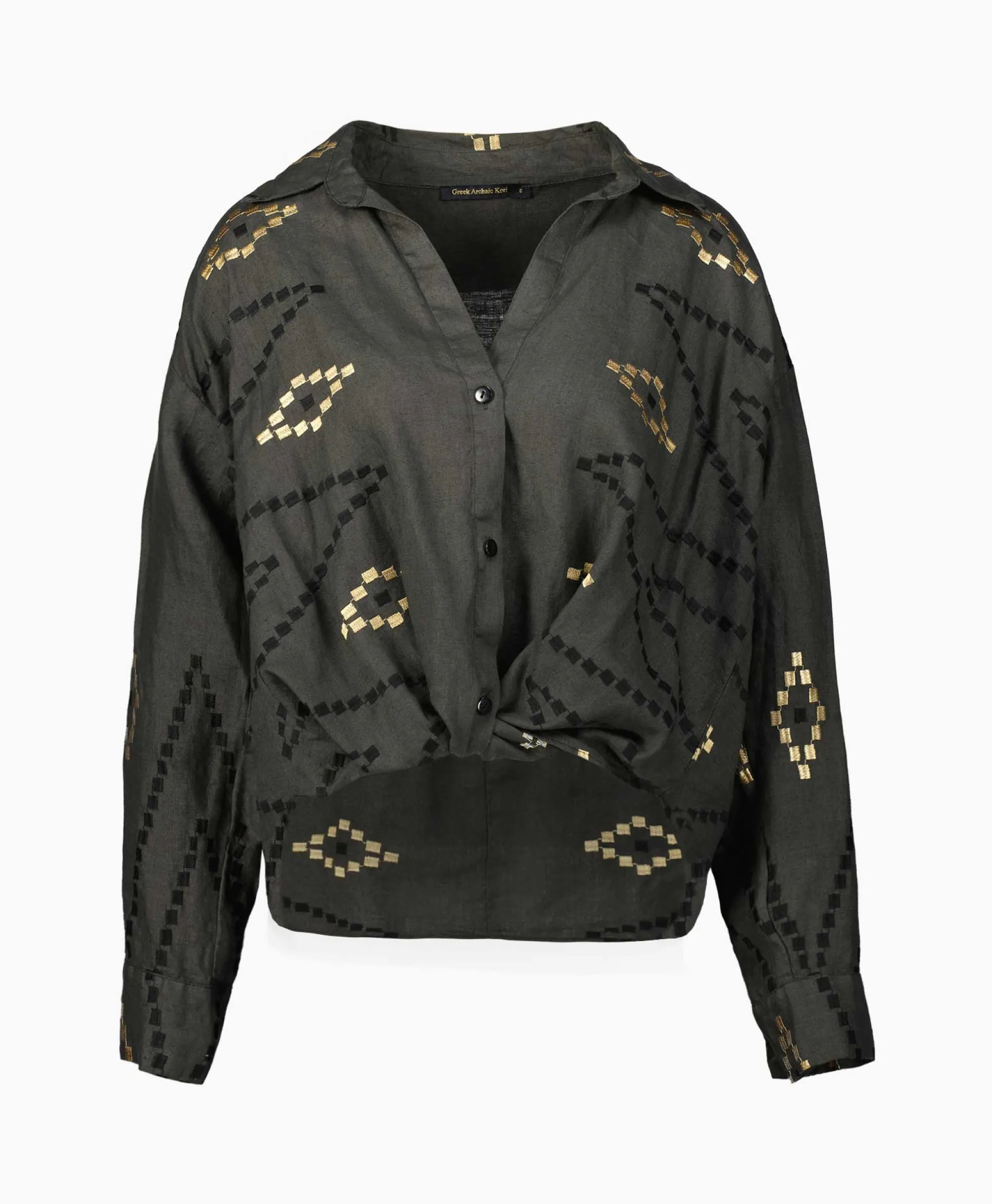 Sale Blouse Wrap Zig Zag Khaki Dames Blouses