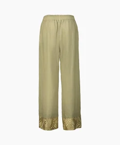 Greek Archaic Kori Pantalon New All Over Elastic Waistband Goud*Dames Broeken