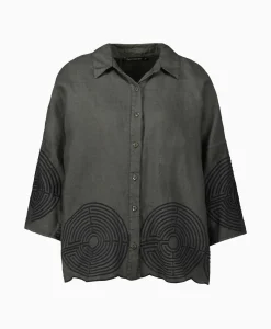 Greek Archaic Kori Top Labyrinth Pleates Buttons Khaki*Dames T-Shirts & Tops