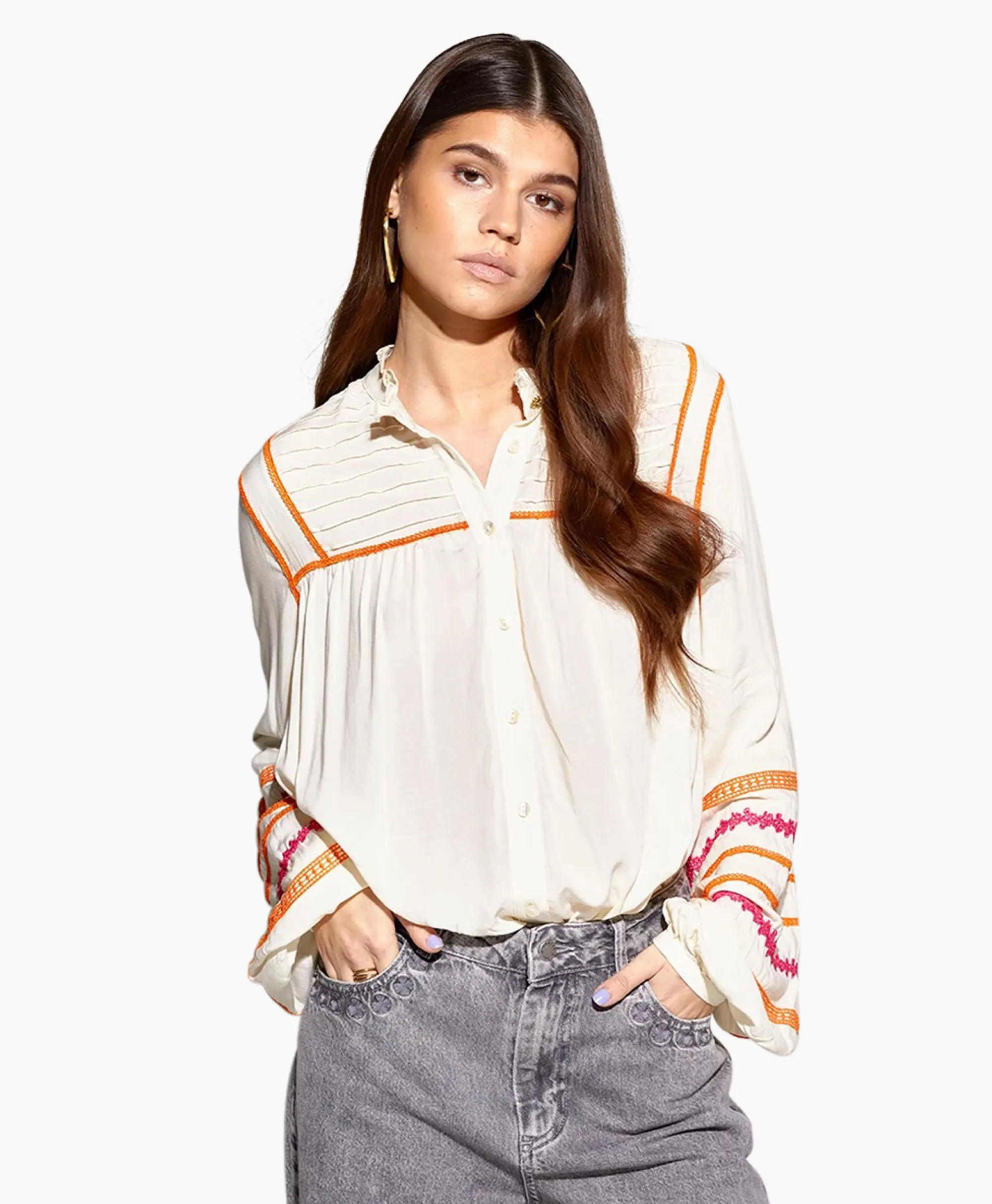 Outlet Harper & Yve Blouse Taylor-Ls Off White Dames Blouses