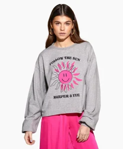 Harper & Yve Harper & Yve Pullover Smiley-Sw Grijs*Dames Truien