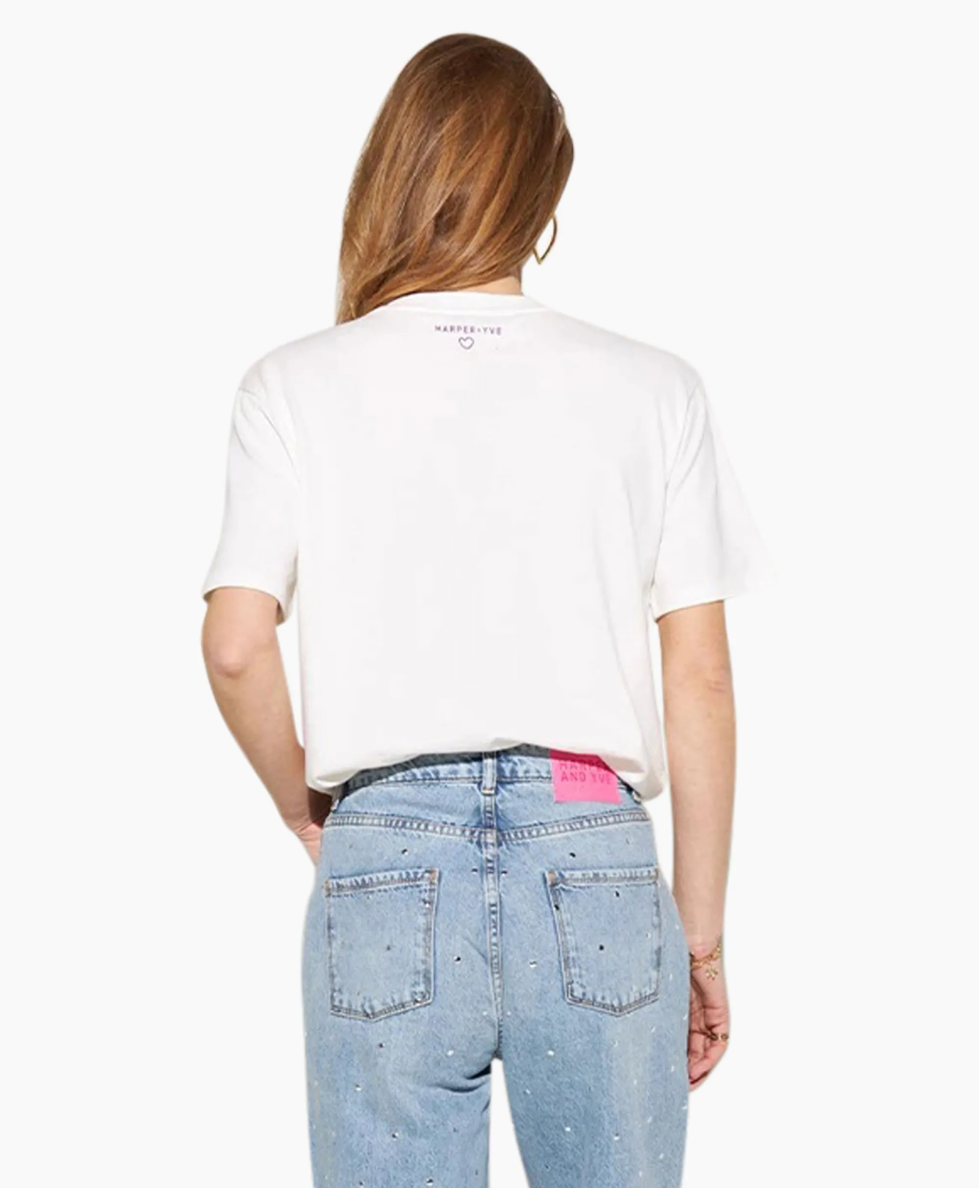 Hot Harper & Yve T-Shirt Korte Mouw Logo-Ss Off White Dames T-Shirts & Tops