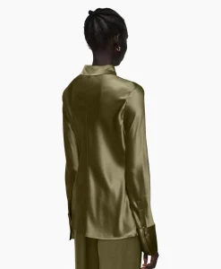 Blouse Brunel Silk Satin Olijf Dames Blouses