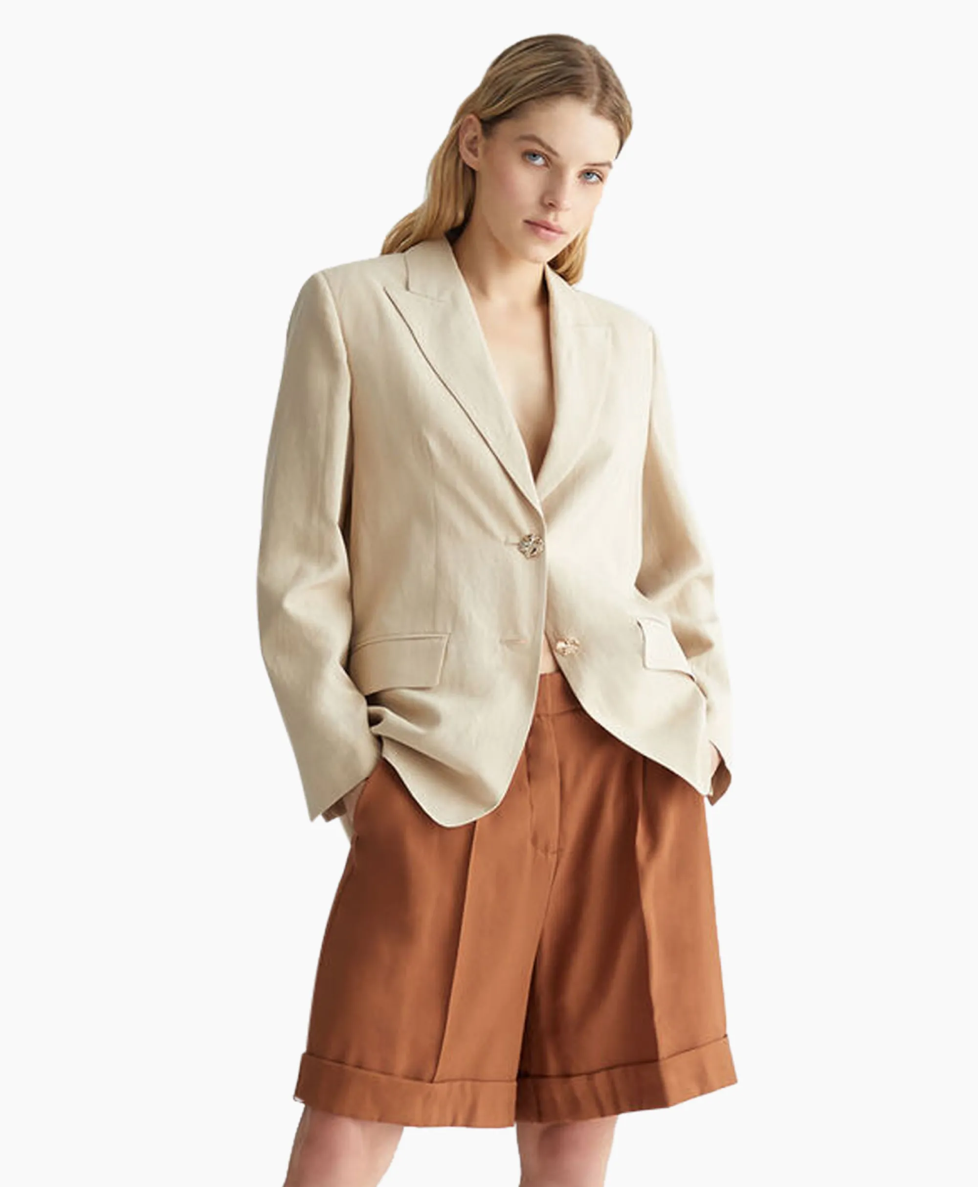 Best Blazer Giacca Loose 2 Bottoni Zand Dames Blazers