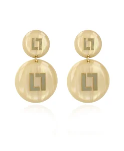 Outlet Oorbellen Ce Re Round Logo Sand Goud Dames Sieraden