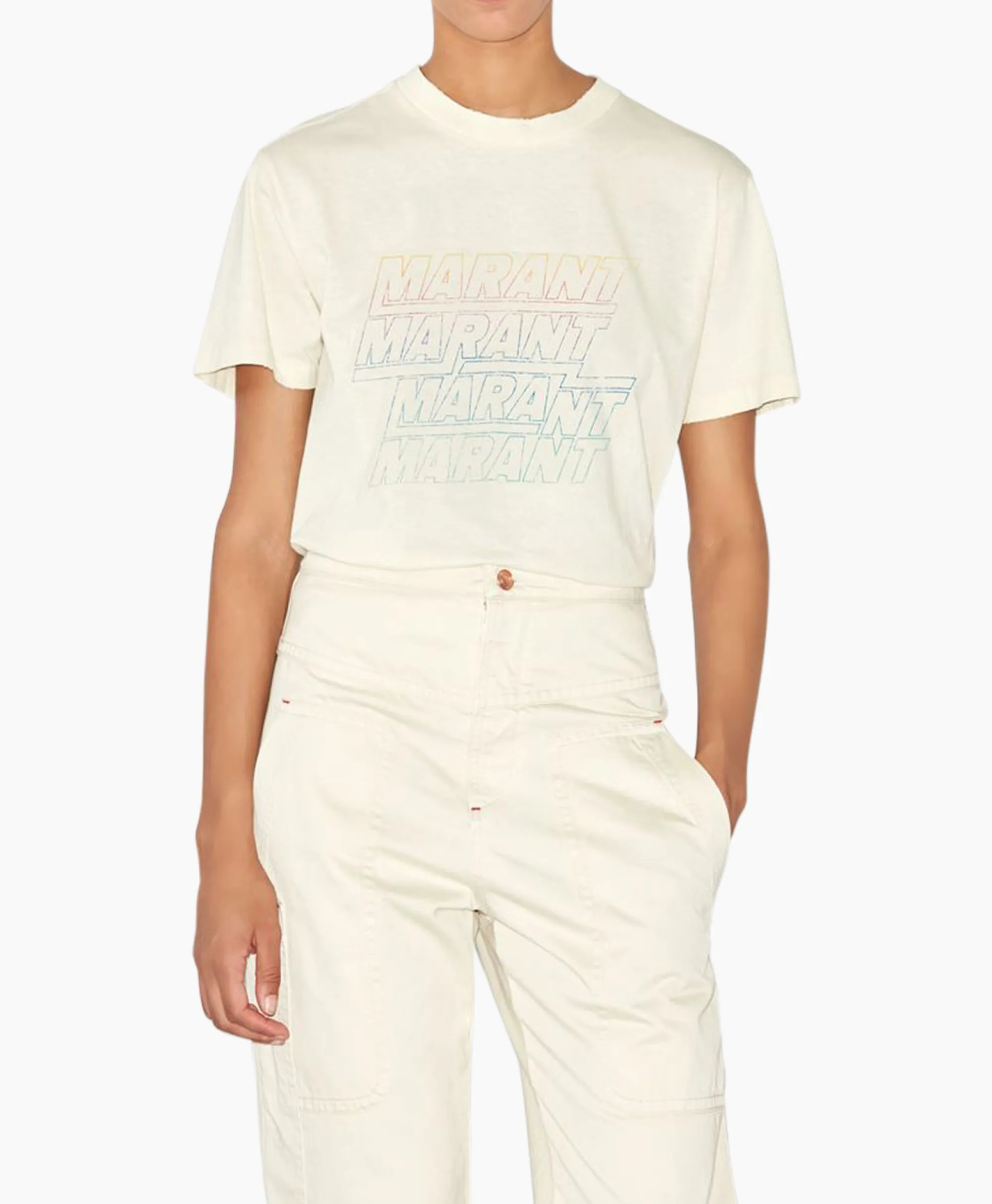 Clearance Marant Etoile T-Shirt Korte Mouw Ziliani-Ga Ecru Dames T-Shirts & Tops