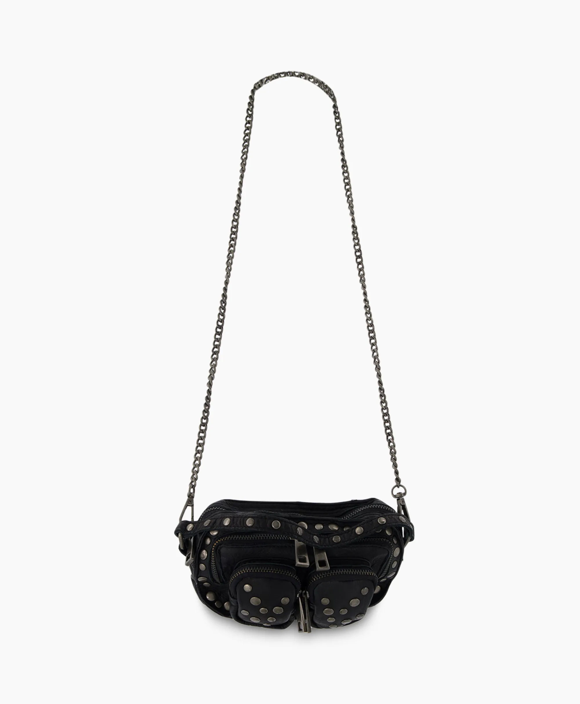 Sale Crossbody Tas Helena Rivet Washed Black Zwart Dames Tassen