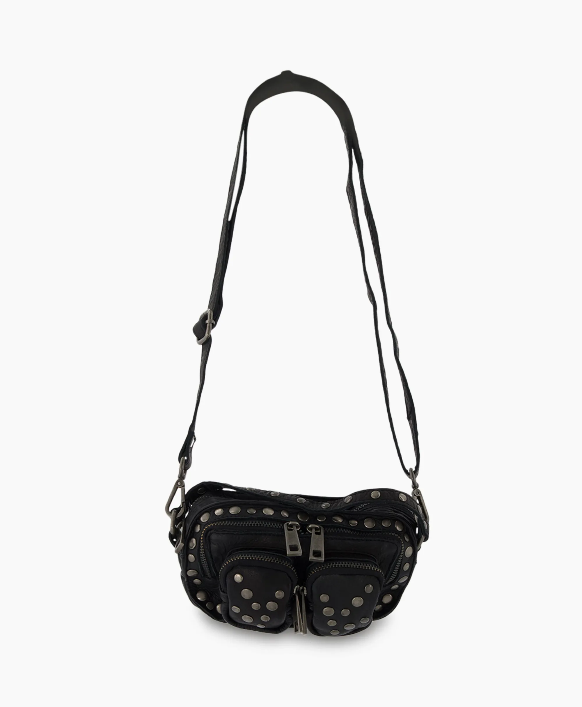 Sale Crossbody Tas Helena Rivet Washed Black Zwart Dames Tassen