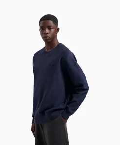 Olaf Hussein Sweater Logo Crewneck Donker Blauw*Heren Truien