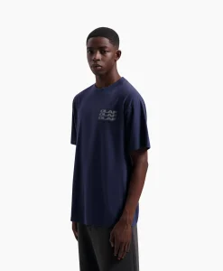 Olaf Hussein T-Shirt Blur Logo Donker Blauw*Heren T-Shirts