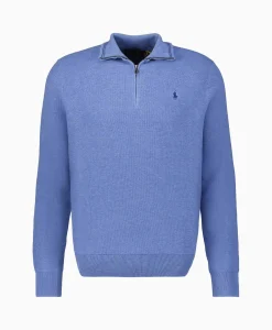 Clearance Pullover Quarterzip Cotton Blauw Heren Truien
