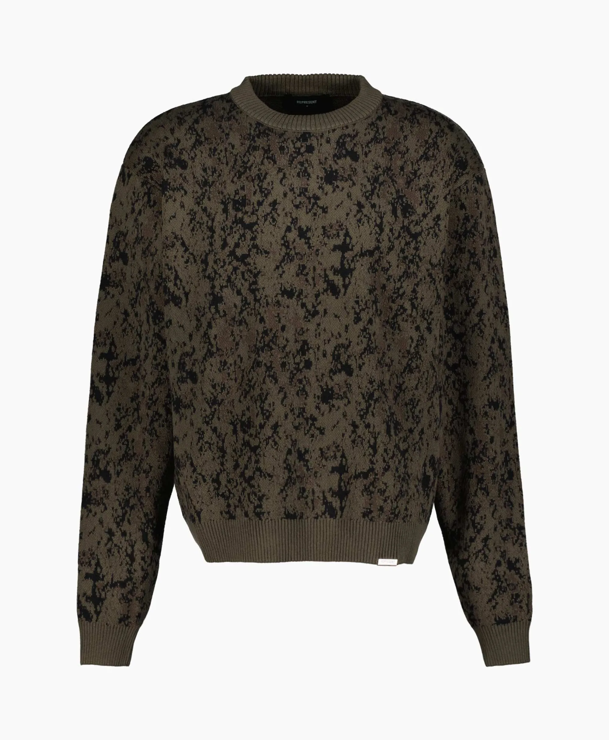 Outlet Gebreide Trui Camo Groen Heren Truien