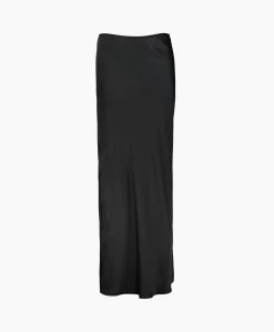 Róhe Rohe Midi Rok Long Satin Zwart*Dames Rokken