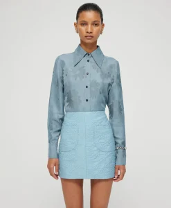 Rohe Minirok Short Jacquard Skirt Blauw Dames Rokken