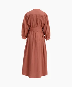 Outlet Maxi Jurk Balloon Long Double Layered Bruin Dames Jurken