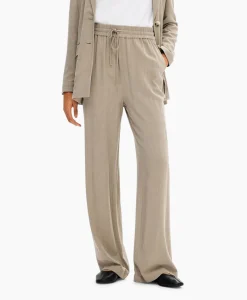 Clearance Broek Viva-Gulia Mw Long Linen Pant No Licht Grijs Dames Broeken