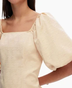 Selected Femme Jurk Firmina 3/4 On Off Short Dress B Zand*Dames Jurken