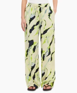 Selected Femme Pantalon Lilian Hw Aop Wide Pant B Goud*Dames Broeken