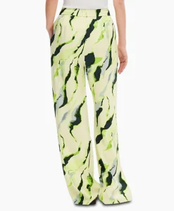 Selected Femme Pantalon Lilian Hw Aop Wide Pant B Goud*Dames Broeken