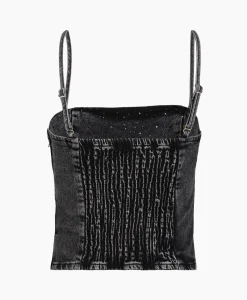 Selected Femme Top Doa-Dia Sl Denim Ex Grijs*Dames T-Shirts & Tops