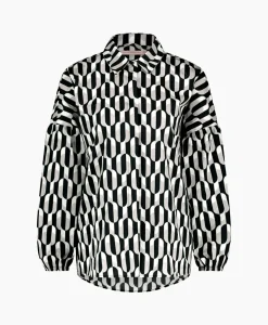 Hot Blouse Havana Coffee Beans Zwart Dessin Dames Blouses