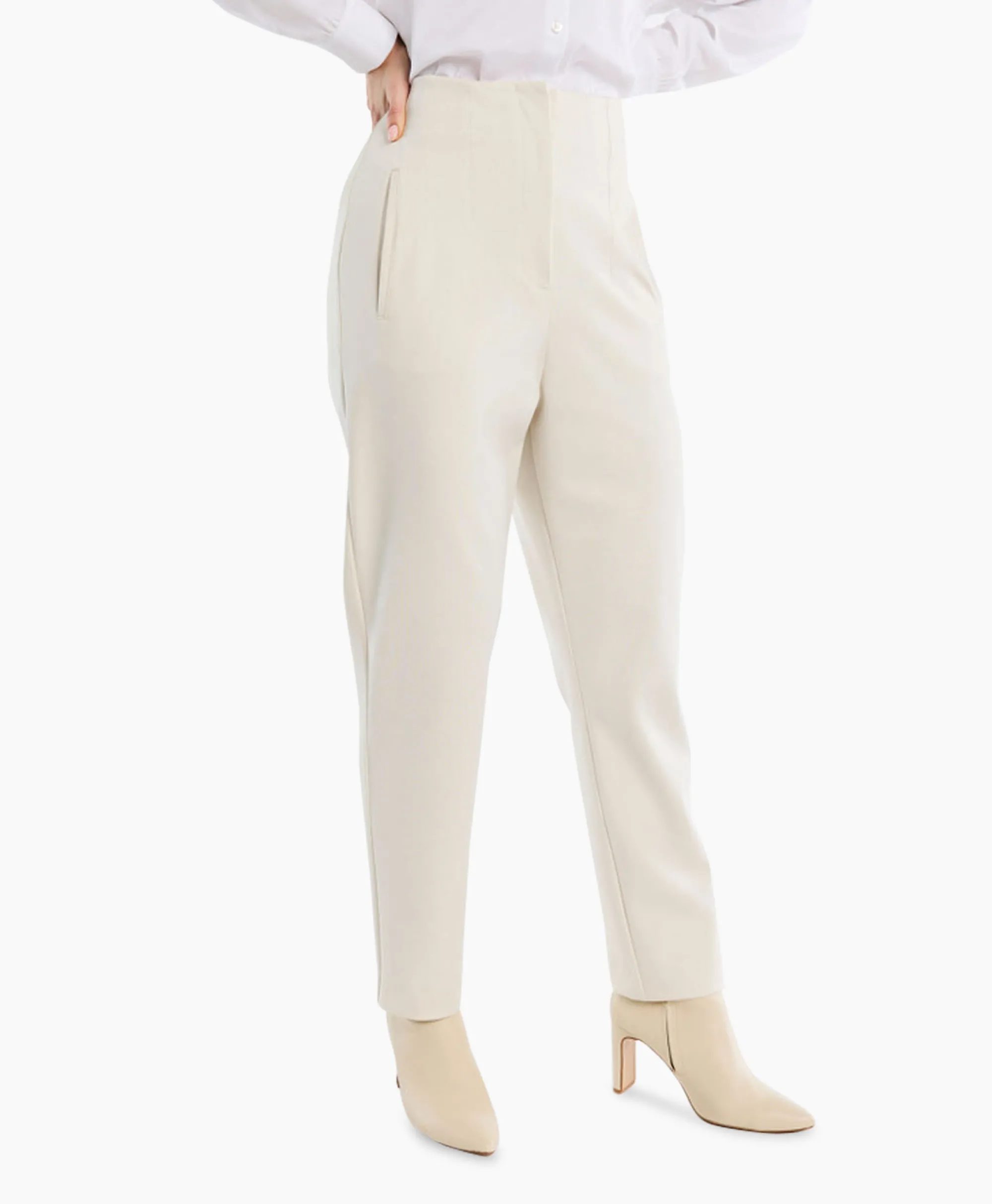 Studio Anneloes Broek Nine Shiny Bonded Trousers Off White*Dames Broeken