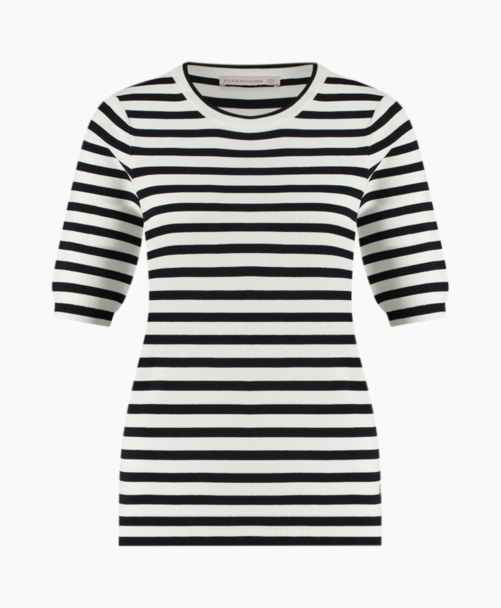 Clearance Pullover Luna Stripe Short Slv Ecru Dames Truien