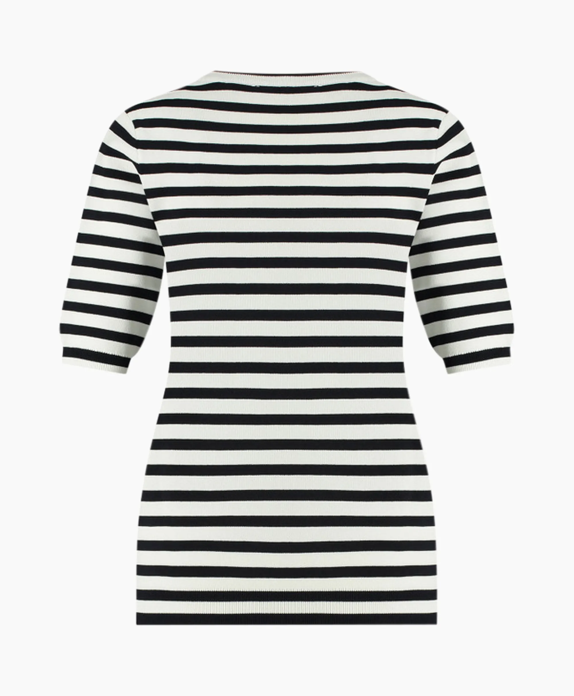 Clearance Pullover Luna Stripe Short Slv Ecru Dames Truien