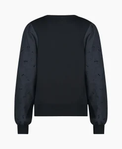 Hot Pullover Deana Flower Broderie Donker Blauw Dames Truien