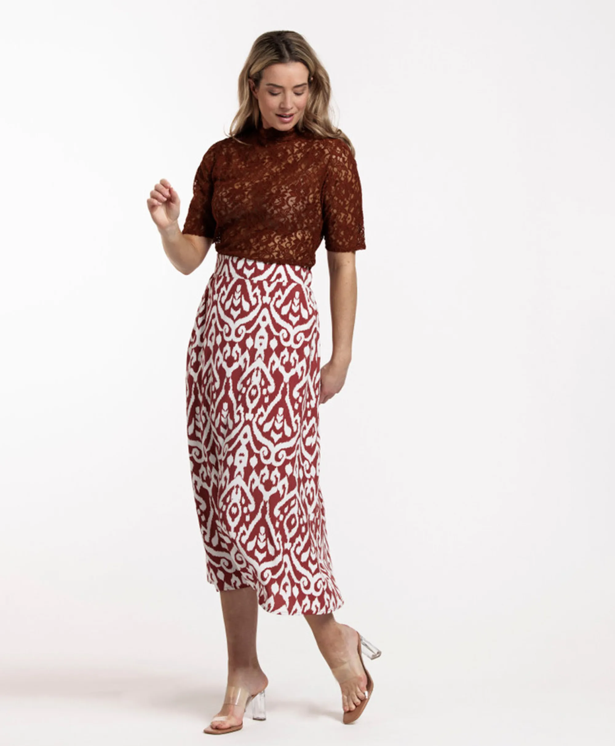 Studio Anneloes Rok Yfke Ornament Skirt Bruin Dessin*Dames Rokken