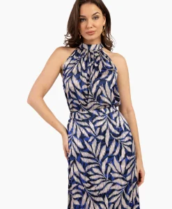 Clearance Top Sara Satin Big Flower Blauw Dames T-Shirts & Tops