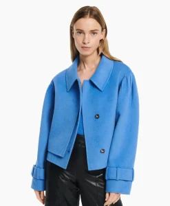 Hot Mantel Catalana Wool Blend Blauw Dames Jassen