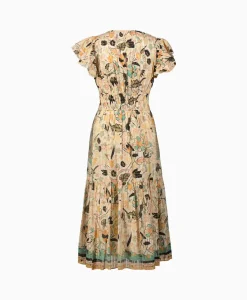 New Midi Jurk Angelica Ecru Dames Jurken