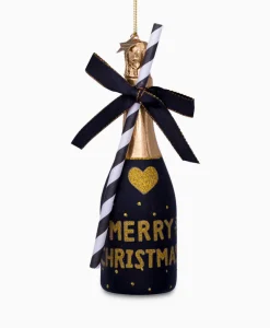 Clearance Kerstbal Champagne Fles Zwart Lifestyle Lifestyle