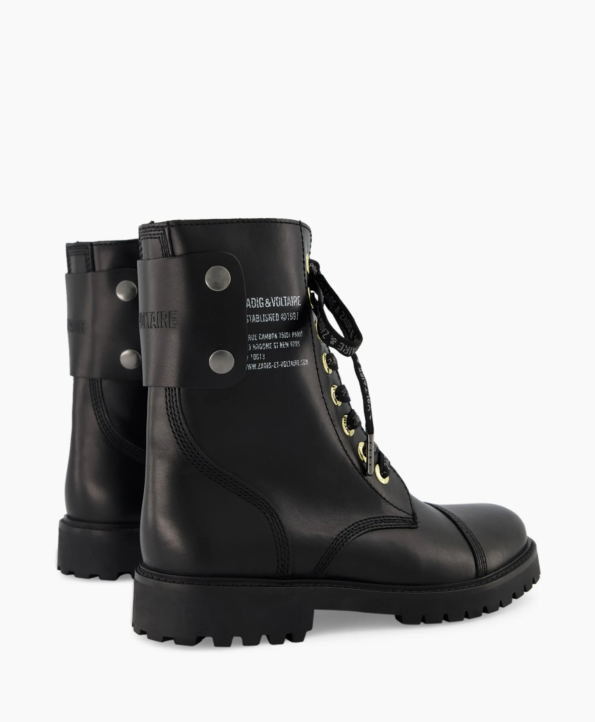 Discount Zadig & Voltaire Enkellaars Joe Smooth Cowskin + Side Prin Zwart Dames Laarzen