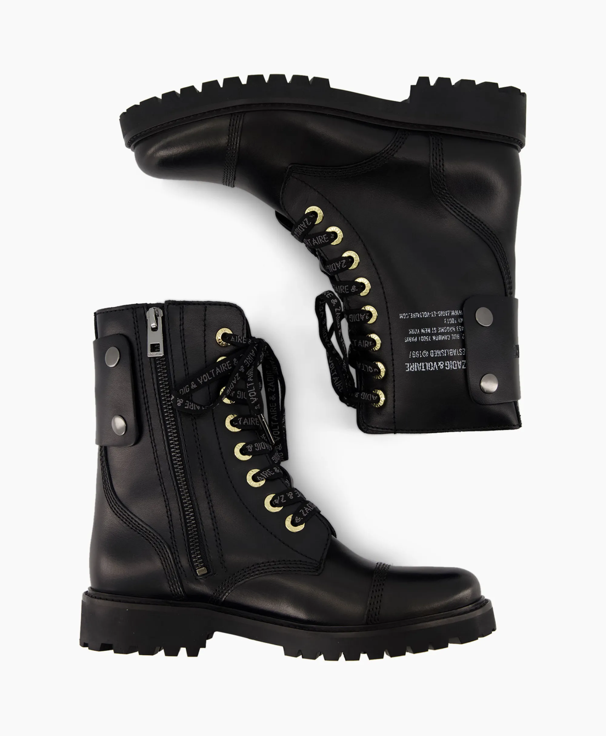 Discount Zadig & Voltaire Enkellaars Joe Smooth Cowskin + Side Prin Zwart Dames Laarzen