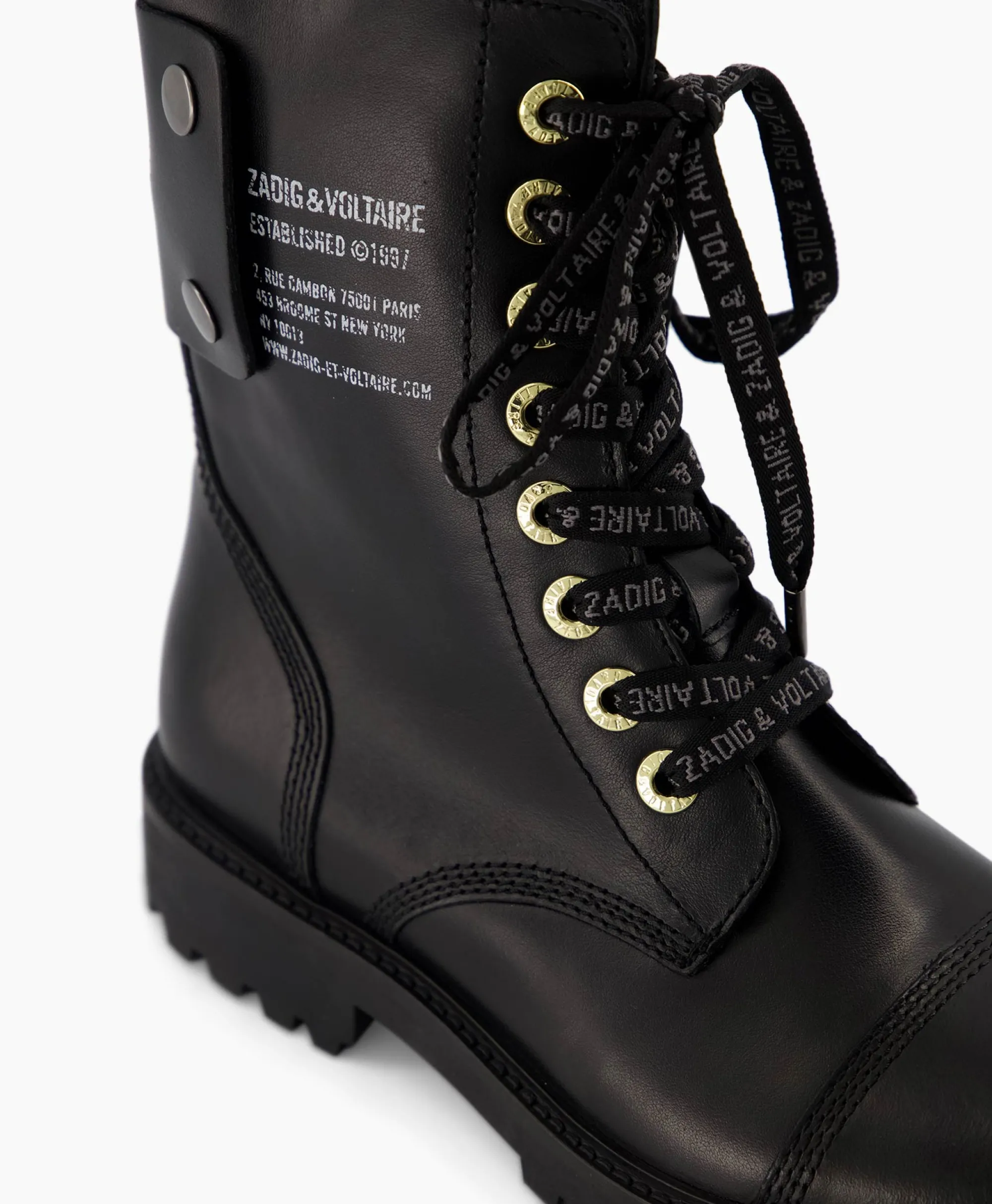 Discount Zadig & Voltaire Enkellaars Joe Smooth Cowskin + Side Prin Zwart Dames Laarzen