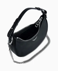 Zadig & Voltaire Zadig & Voltaire Schouder / Hand Tas Moonrock Grained Leather Zwart*Dames Tassen