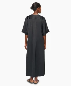 Clearance Maxi Jurk Satin T-Shirt Zwart Dames Jurken
