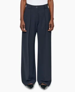 Zenggi Pantalon Wide Pleated Donker Blauw*Dames Broeken