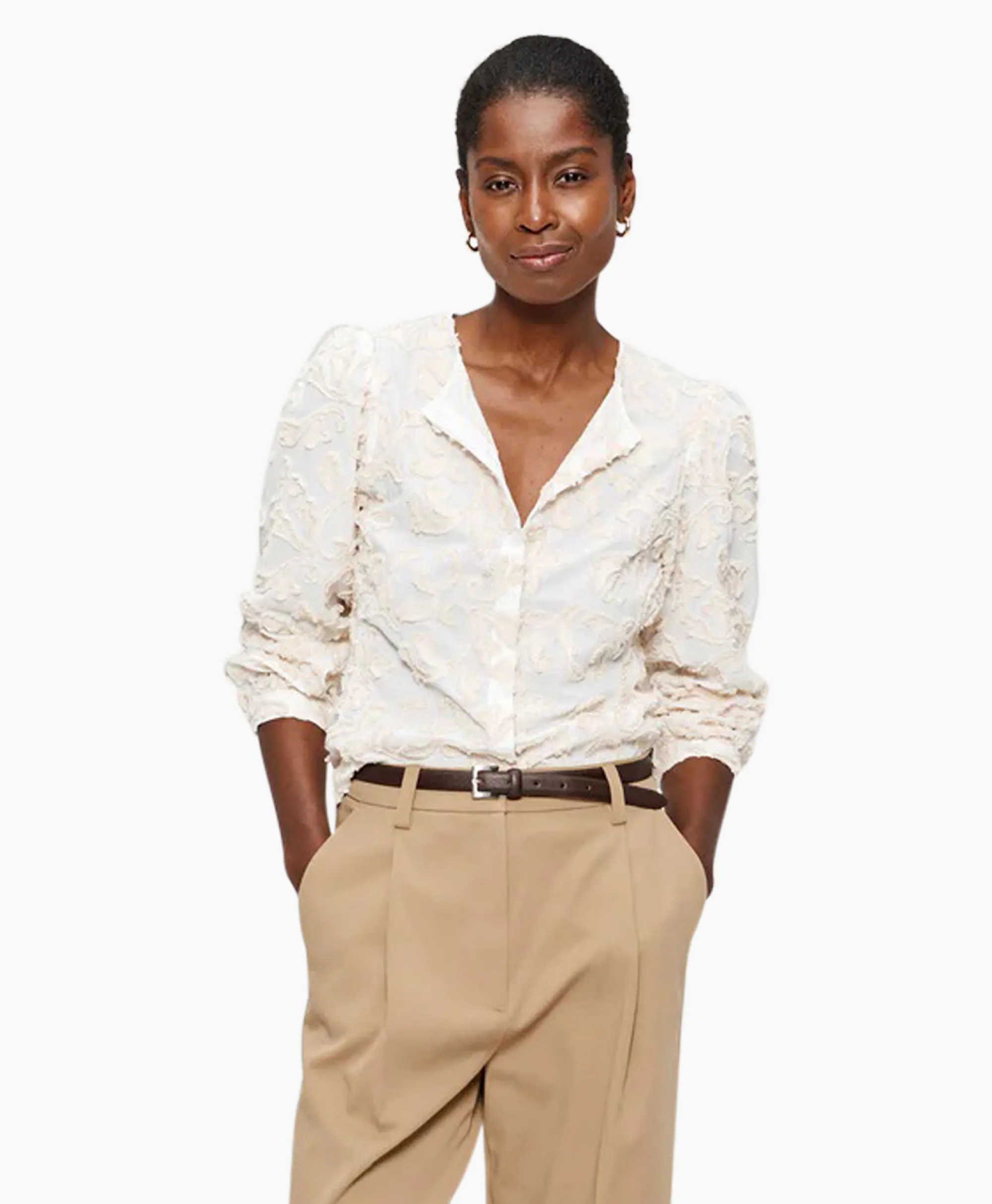 Tuniek Embroidered Off White Dames Tunieken