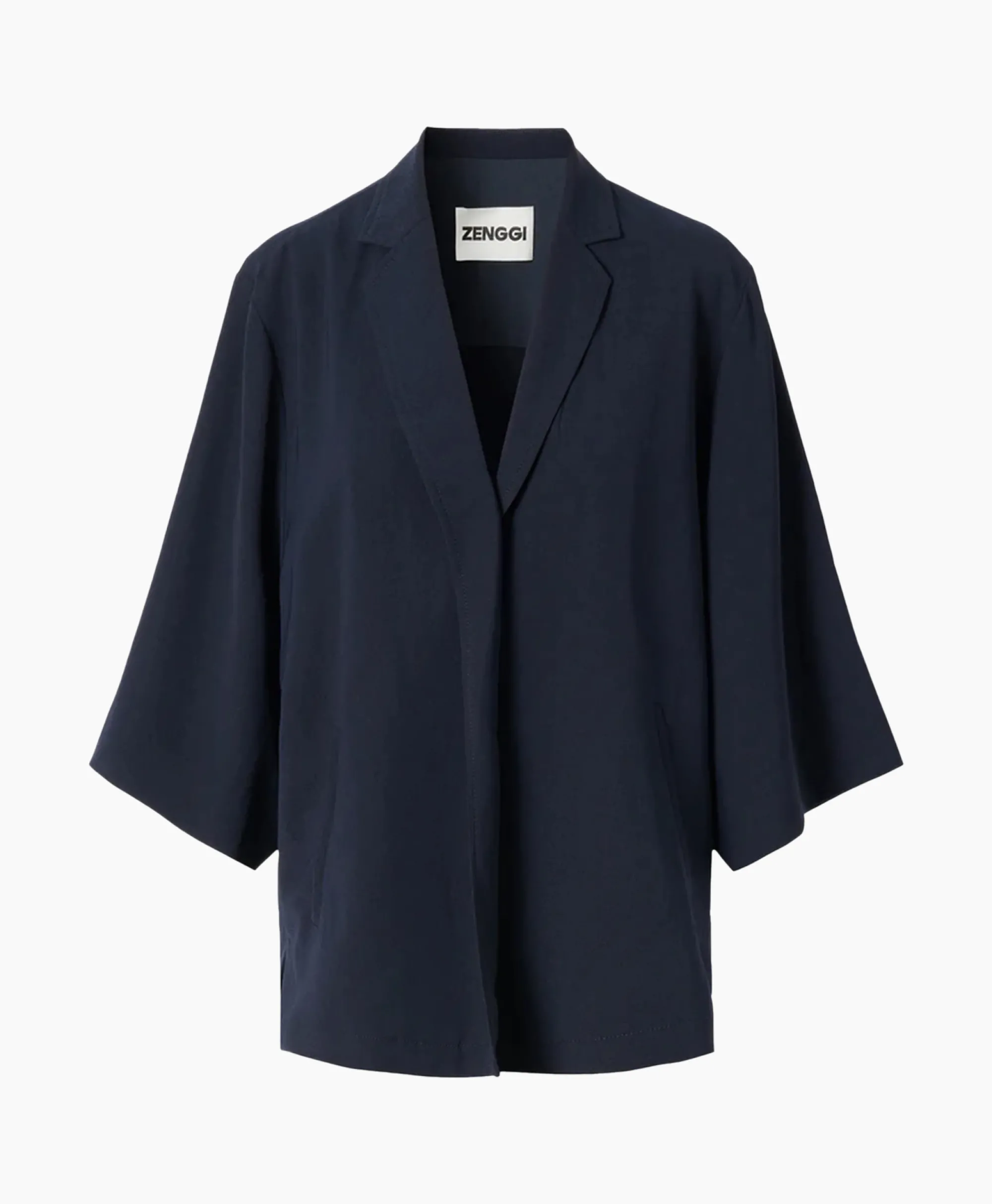 New Vest Japanse Crepe Kimono Donker Blauw Dames Vesten